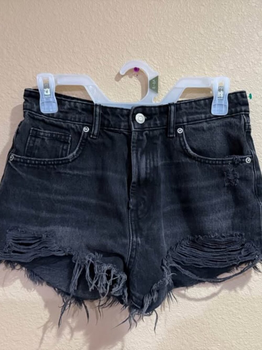 Zara Black Distressed Denim Shorts Size 4